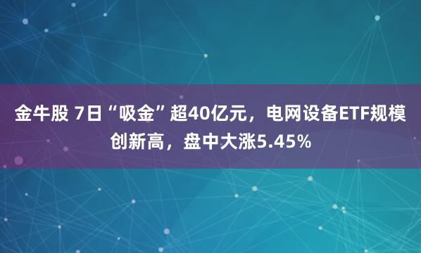 金牛股 7日“吸金”超40亿元，电网设备ETF规模创新高，盘中大涨5.45%