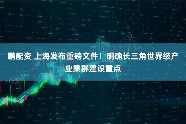 鹏配资 上海发布重磅文件！明确长三角世界级产业集群建设重点